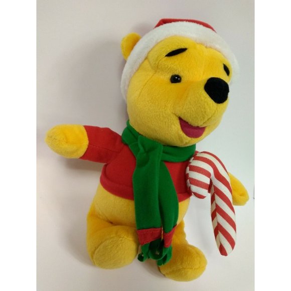 Disney Winnie the Pooh Plush Christmas Candy Cane Bear 10" Soft Toy 1998 Mattel - Picture 7 of 9